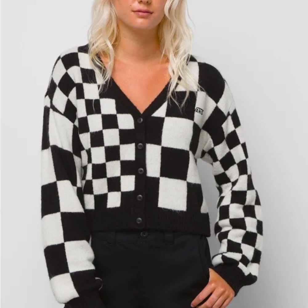 Vans Black and White Checkered Cardigan